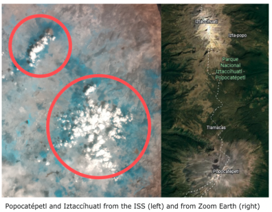 Popocatépetl Volcano photographed from the ISS by team LandISS. 