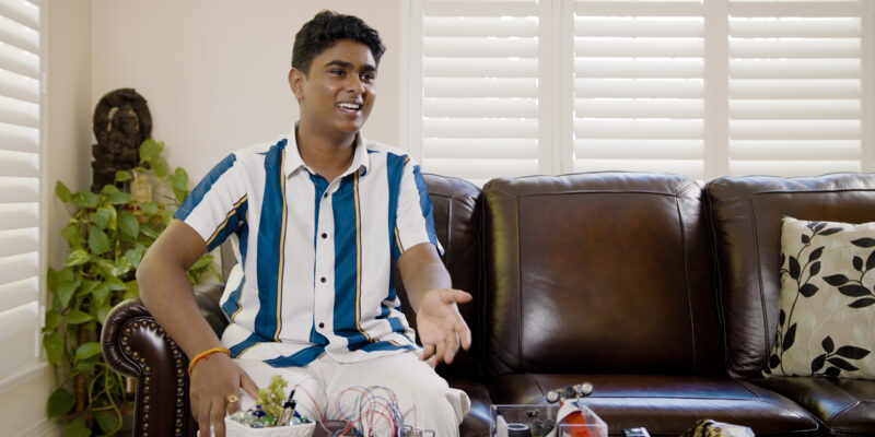 Young tech creator Adarsh with his Raspberry Pi projects.