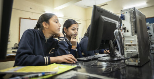 Children in a Code Club in India.