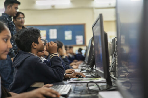 Children in a Code Club in India.