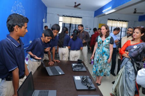 A group of male students at the Coding Academy in Telangana.