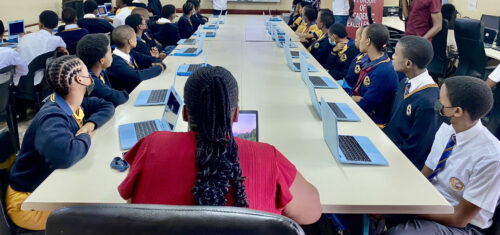 Students in a Code Club run by CSEd Botswana.