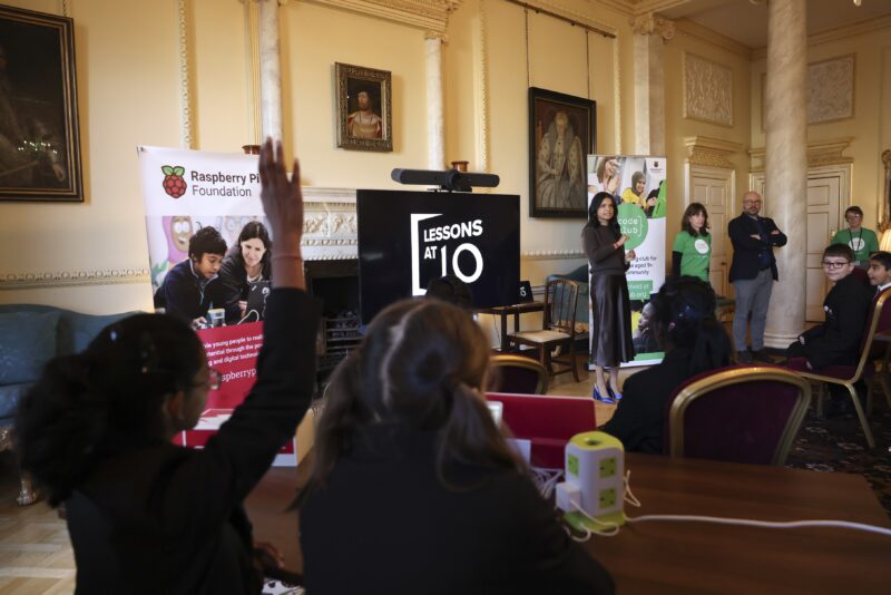 A Code Club session taking place at Number Ten Downing Street.