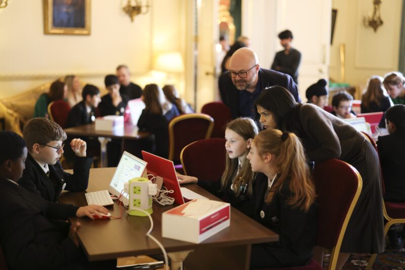 A Code Club session taking place at Number Ten Downing Street.