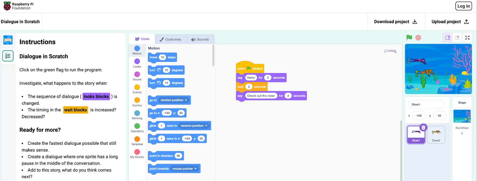 Scratch coding within Experience CS. If you've used our Code Editor, you'll recognise this interface.
