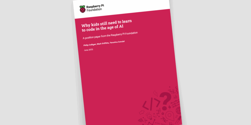 Cover of the 'Why kids still need to learn to code in the age of AI' position paper.
