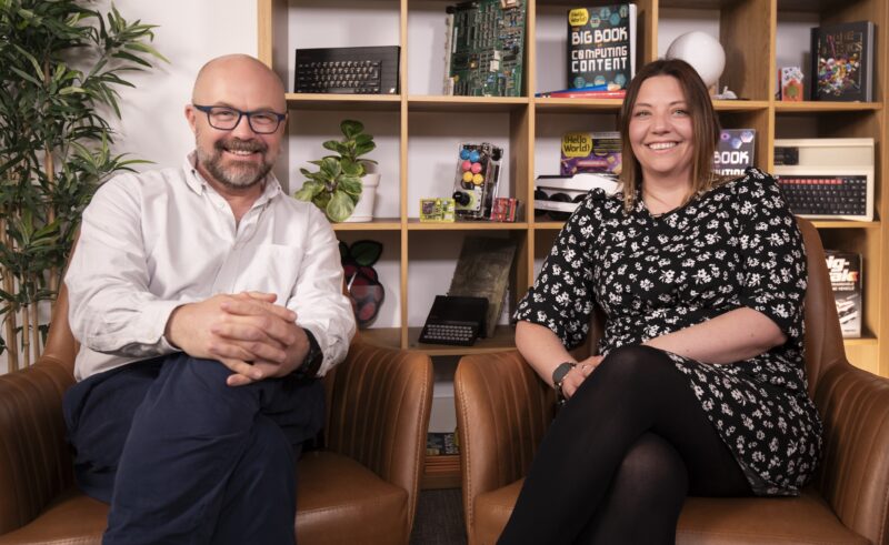 Philip Colligan and Janine Kirk at the recording of the Hello World podcast.