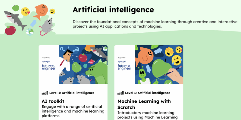 A screenshot of the AI projects on our website.