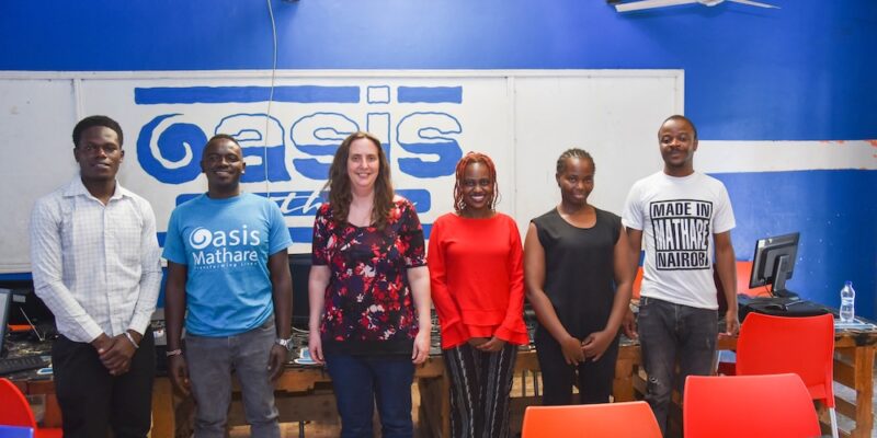 Douglas (second from left) with members of the Raspberry Pi Foundation team