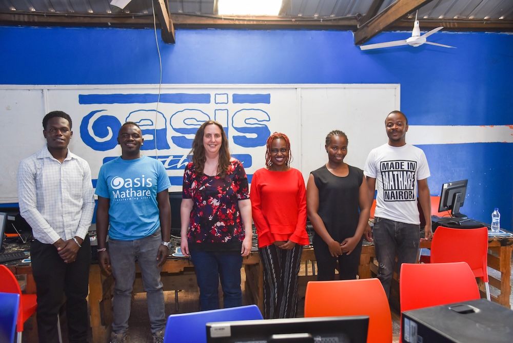 Douglas (second from left) with members of the Raspberry Pi Foundation team
