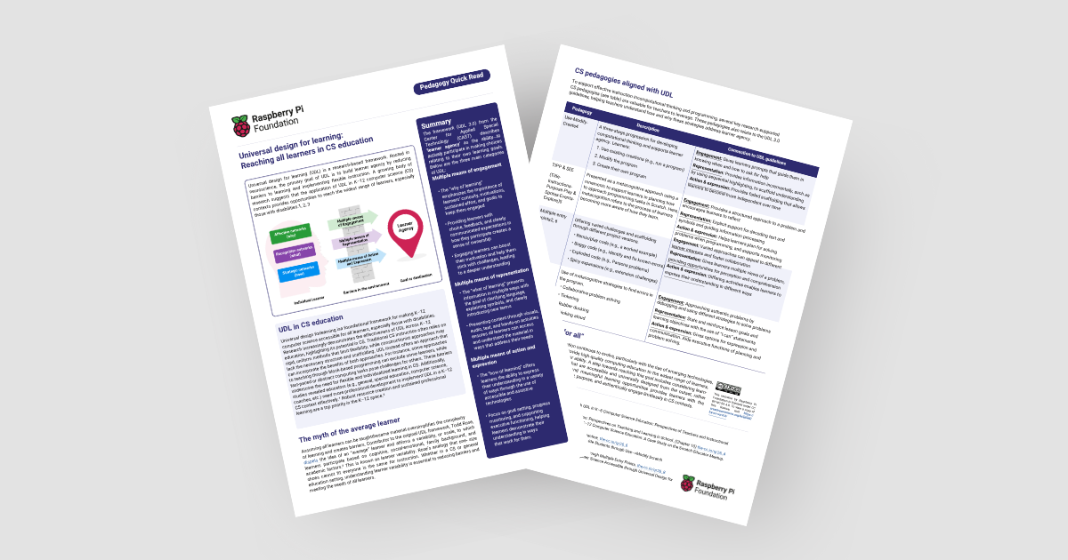 Picture of our new UDL-focused Pedagogy Quick Read