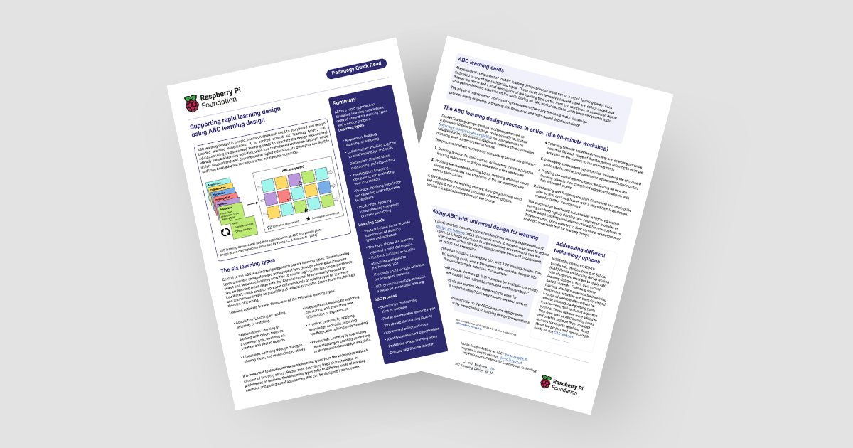 Copy of the ABC learning design Pedagogy Quick Read