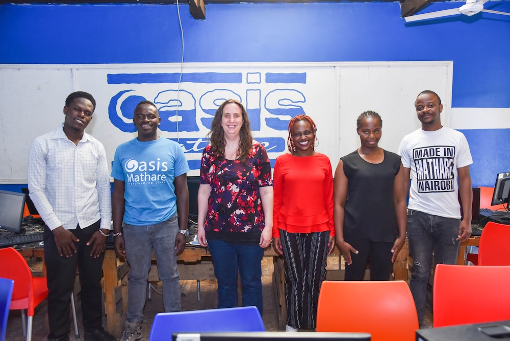 Douglas from Oasis Mathare (second from left) with members of the Raspberry Pi Foundation team.