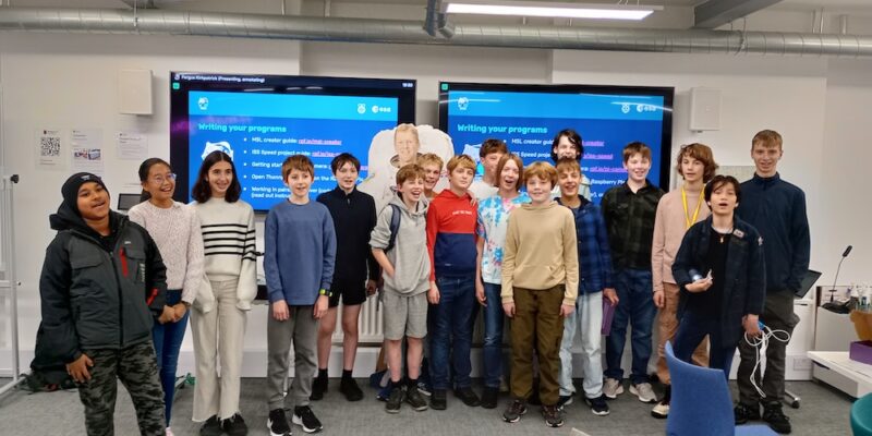 A group of students at a Mission Space Lab hackathon event.