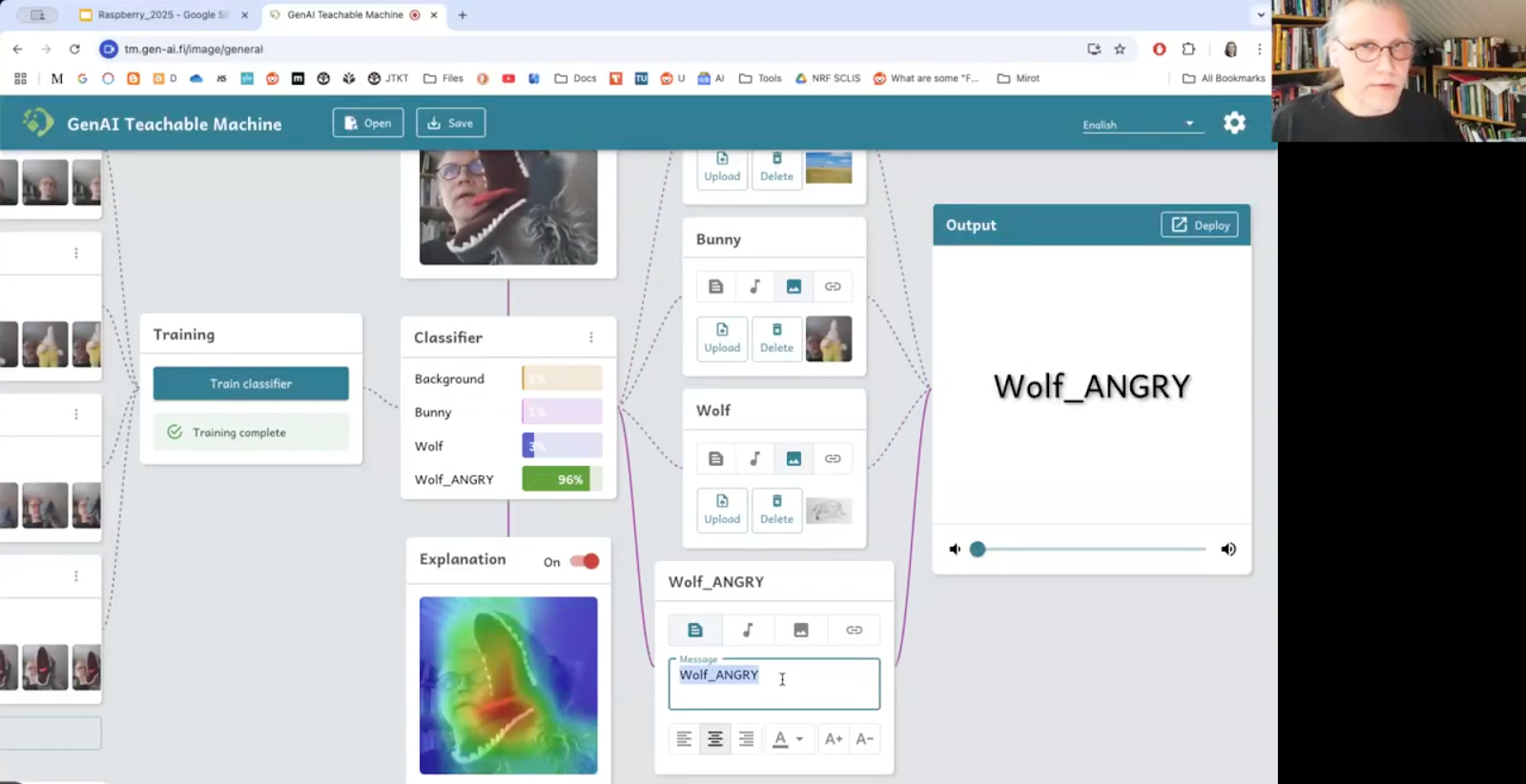 Matti Tedre demonstrating a bunny and wolf recognition model.