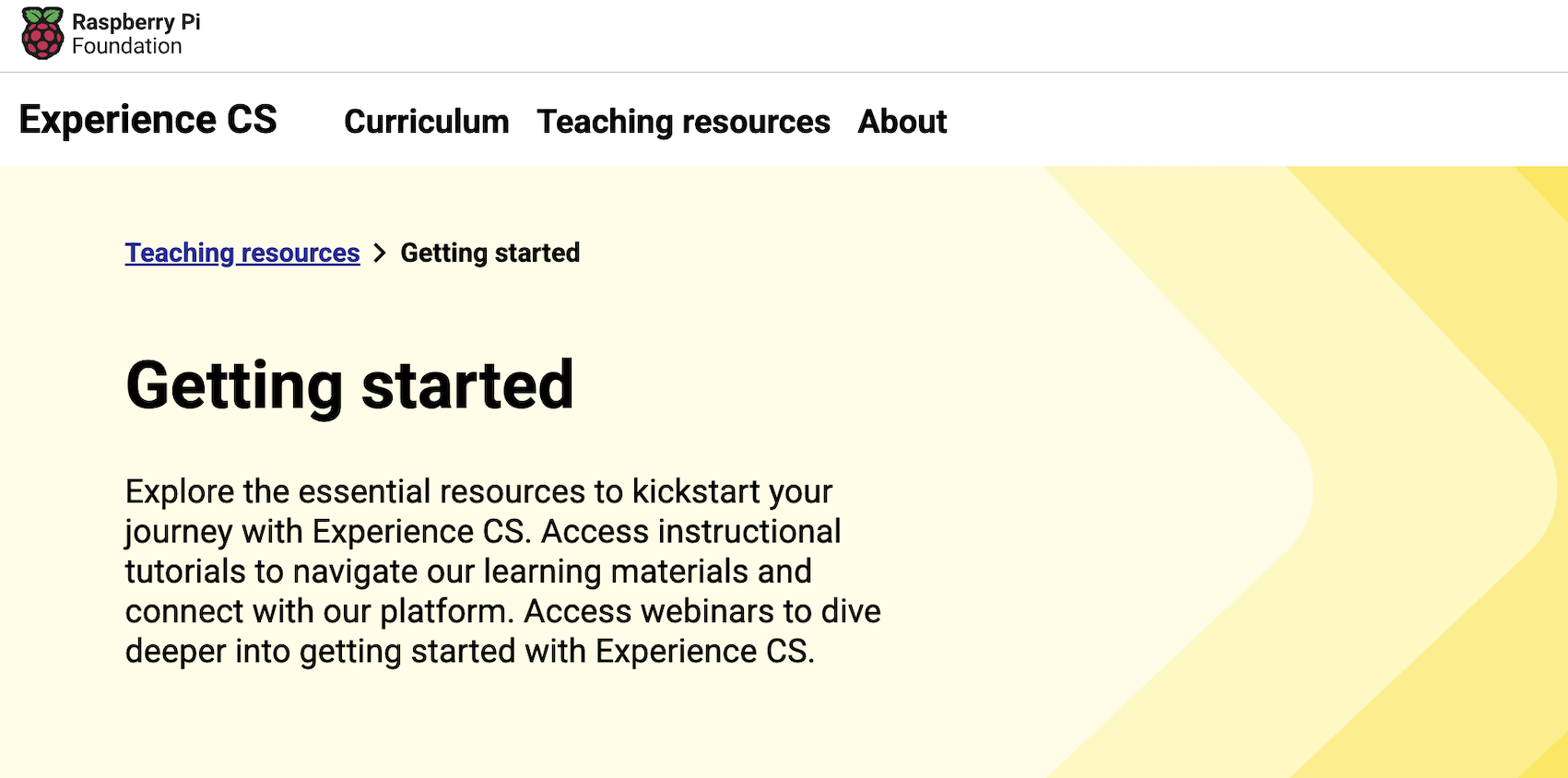 Getting Started page screenshot 
