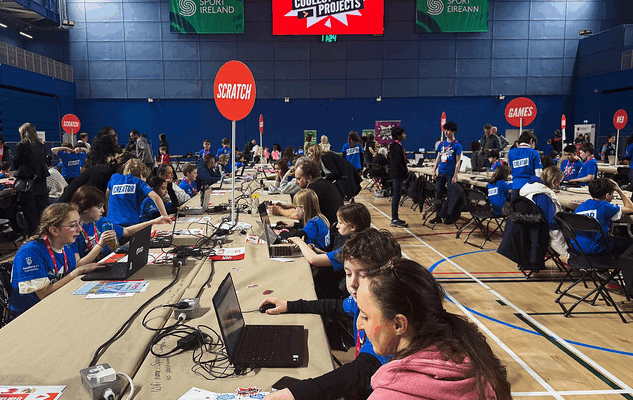 Young creators at the Coolest Projects Ireland 2025 event.