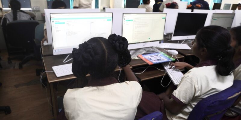 Students completing activities from lesson 1