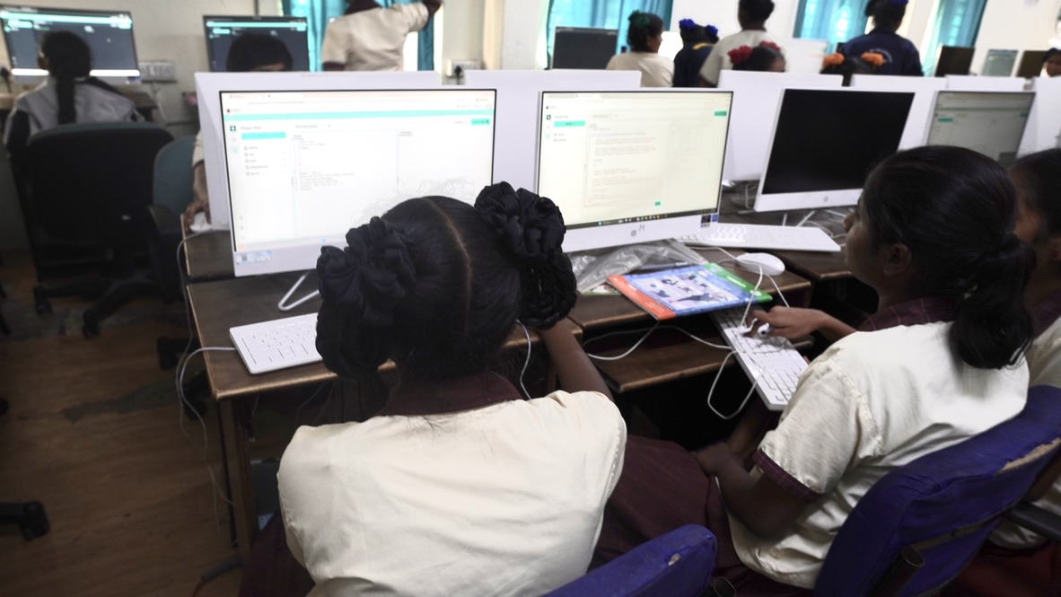 Students completing activities from lesson 1