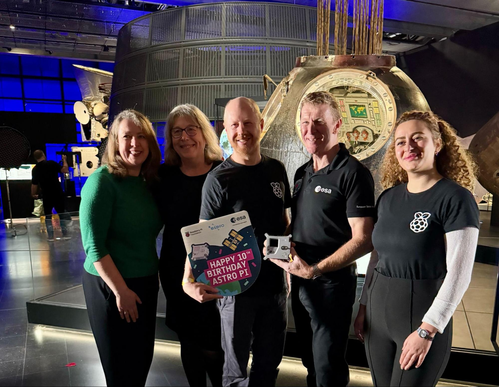 Tim Peake with Libby Jackson and the RPF team at the Science Museum London