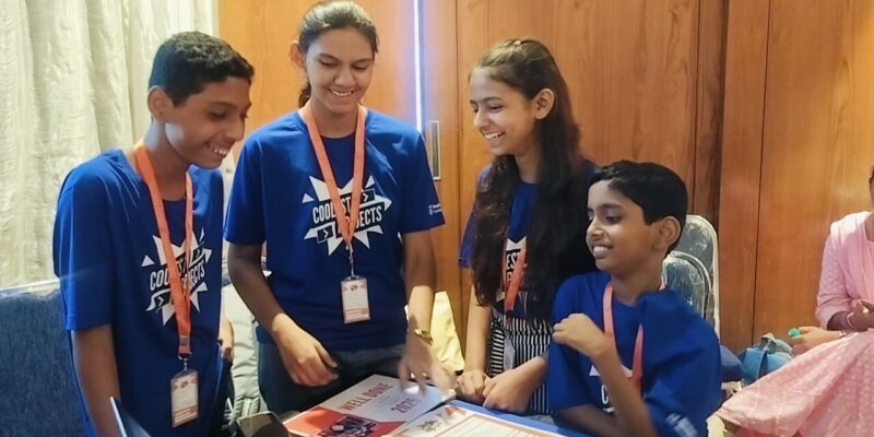 Jayantika (age 16) and Ruturaj (age 14) taking part in Coolest Projects India.