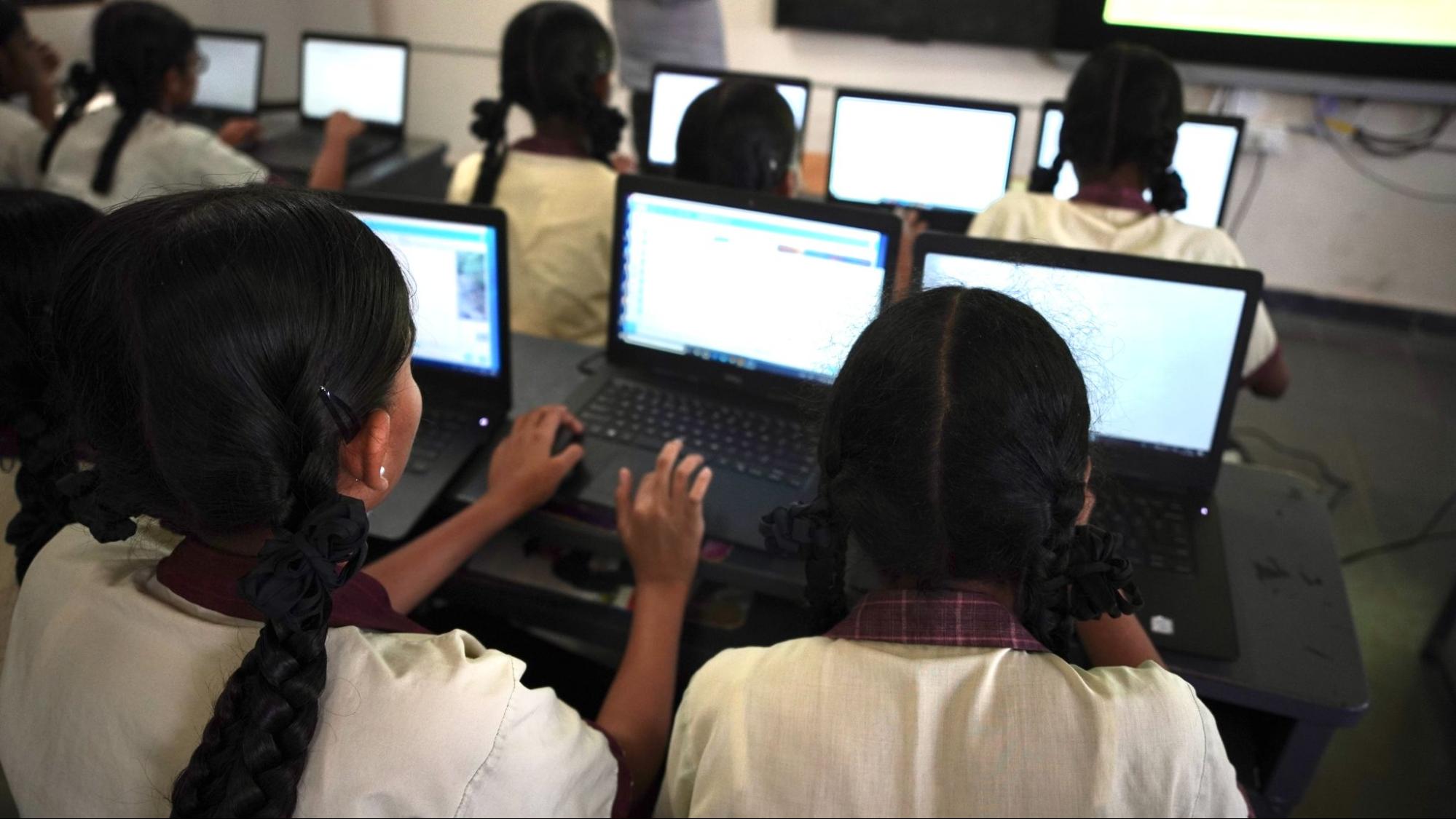 Students completing activities from lesson 1