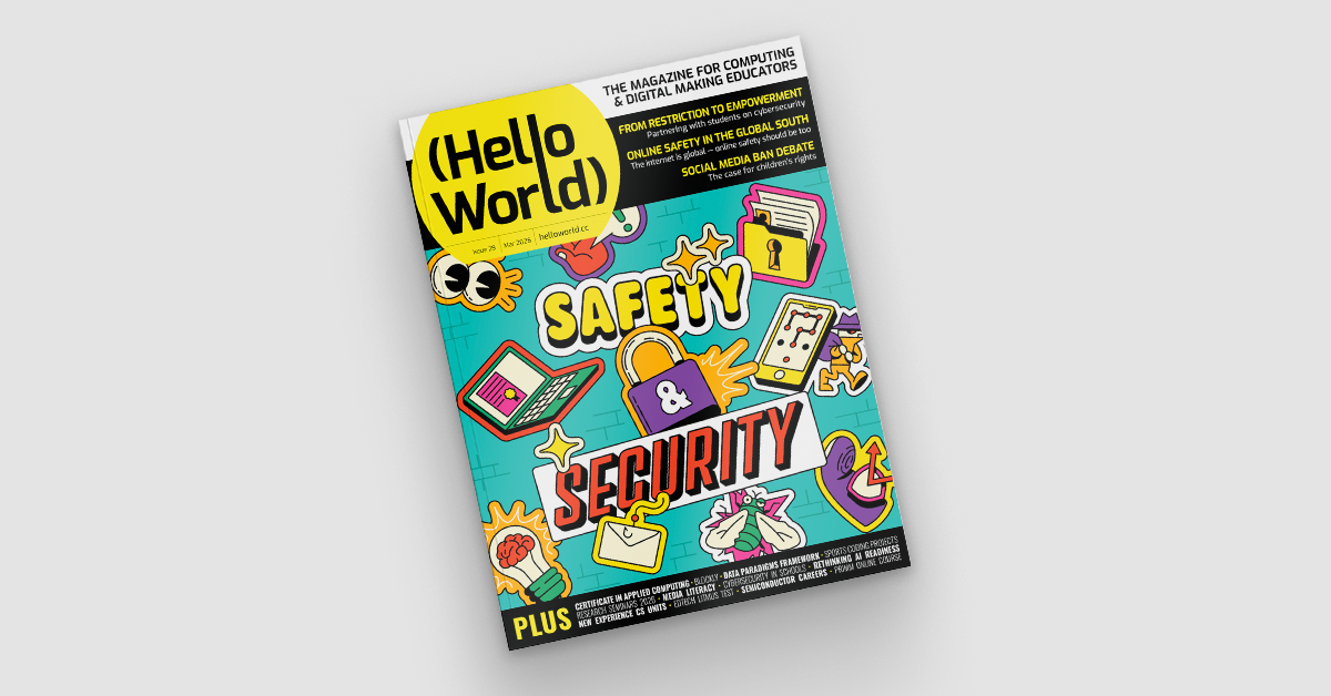 Digital image of the front cover of Hello World magazine, issue 29.