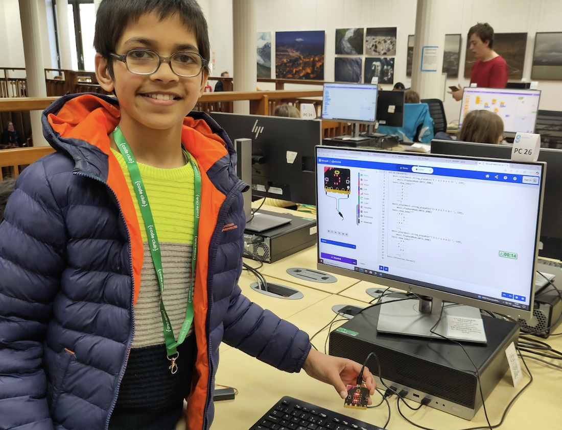 Young learner at a Code Club in Glasgow