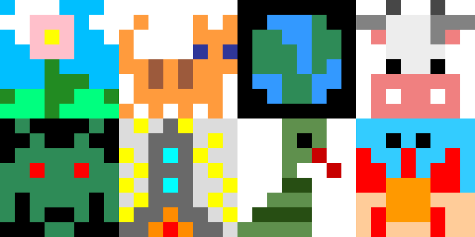 Pixel art creations made by young people who participated in Mission Zero.