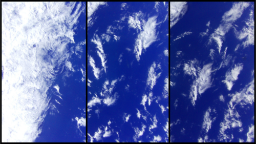 Photos of the ocean with varying range of blue brightness.
