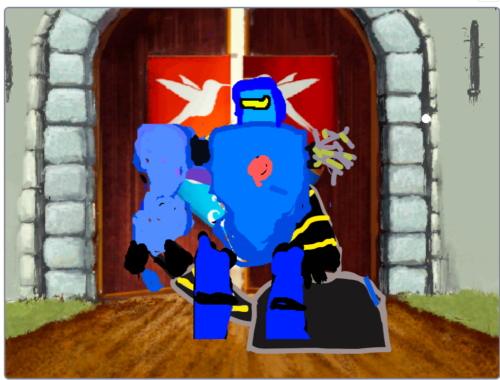 A screenshot from a game, showing an original character drawn by a young person.