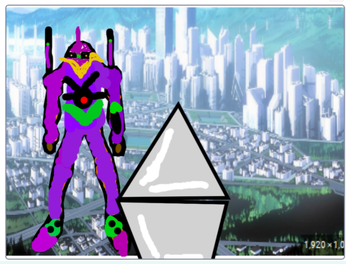 A screenshot from a game, showing an original character drawn by a young person.