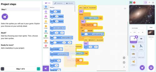 A screenshot from a Scratch programming project.