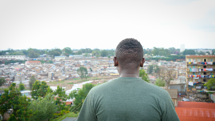 Douglas looking out over Mathare.