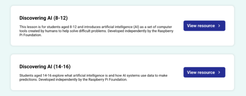 Screenshot of the Discover AI resources on the Experience AI website