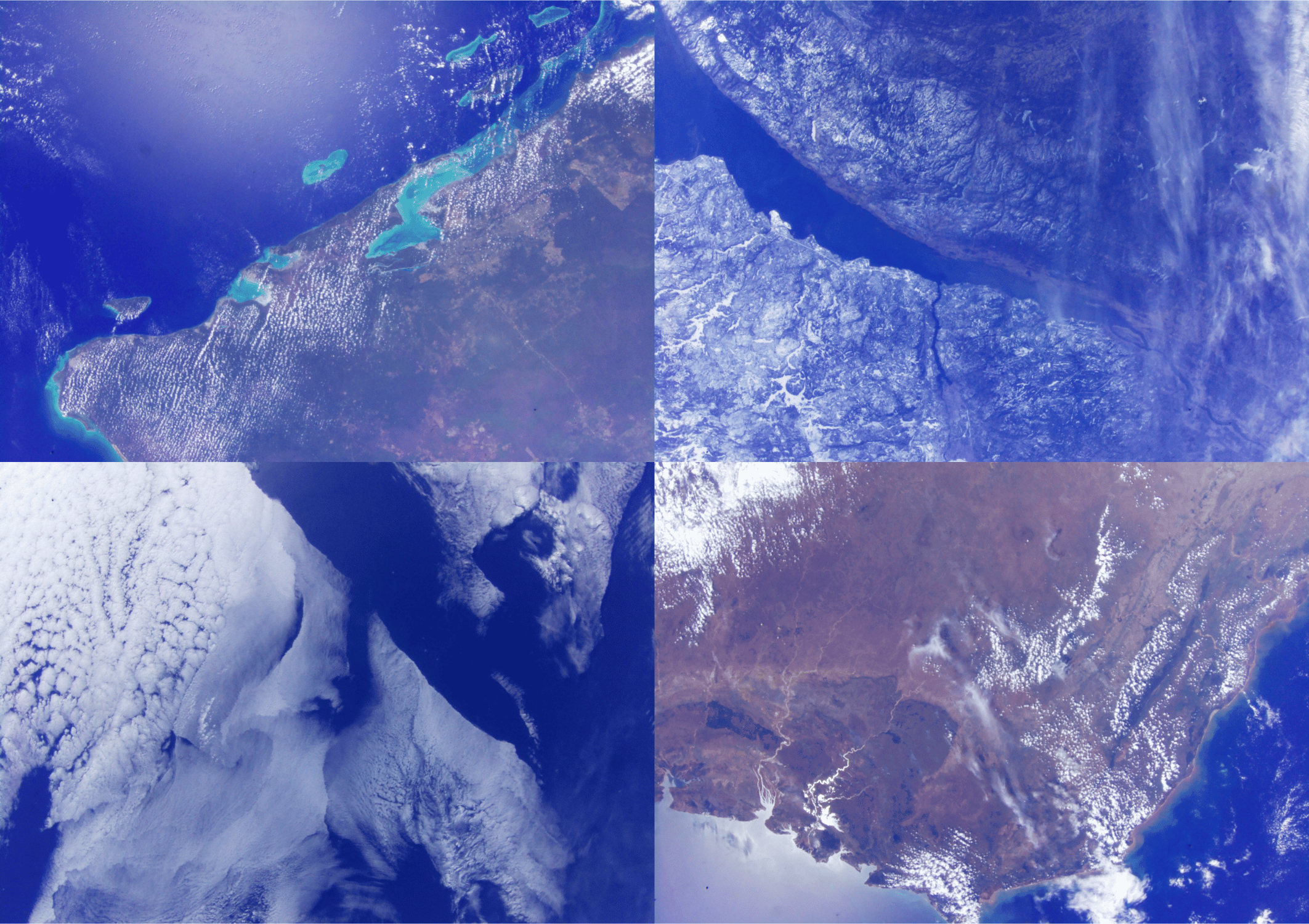 Photos of Earth’s surface captured by Astro Pi cameras on board the ISS.