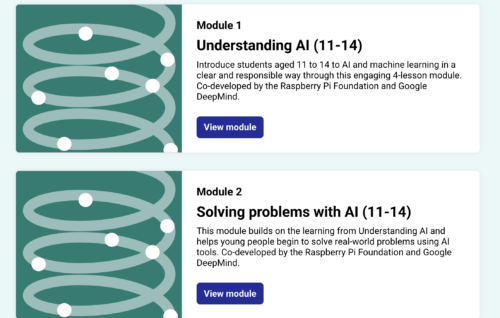 Screenshot of Experience AI resources.