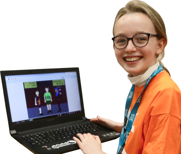 A girl using a laptop