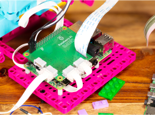 Build HAT on a Raspberry Pi surrounded by lego