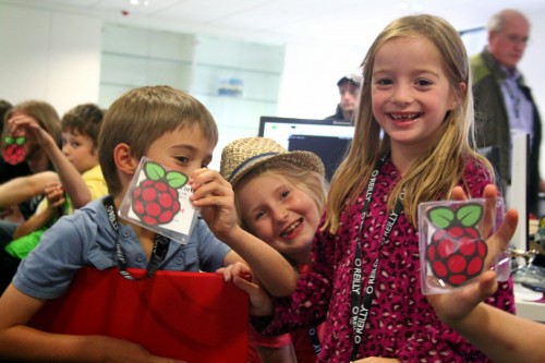 Children having fun with RPi at PyConUK 2013