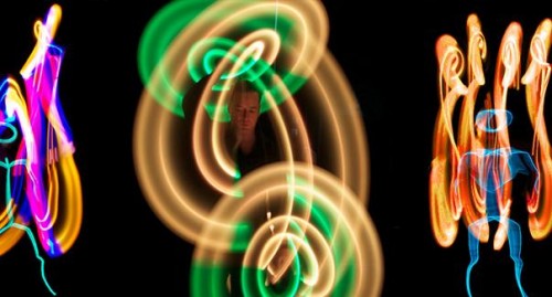 Juggling with magical Pi clubs, on a long exposure setting