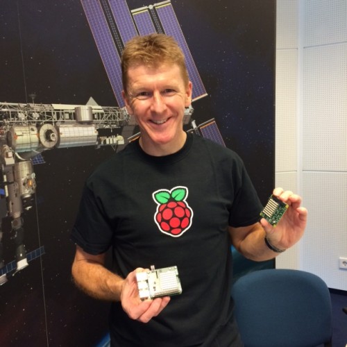 British ESA Astronaut Tim Peake with the prototype Astro Pi