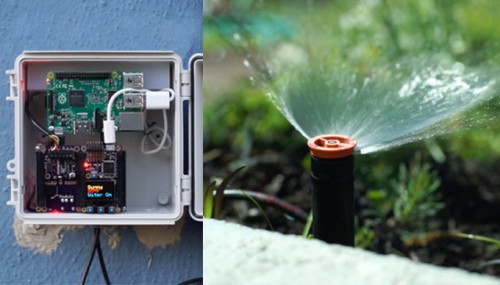 Poseidon, a robotic landscape watering system. Using Modulo and a Pi it delivers just the right amount of water based on the weather forecast.
