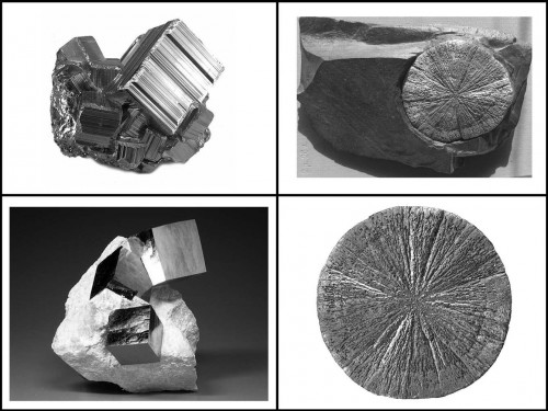 Cuboid and discoid crystals of pyrite