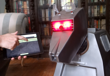 The face of a homemade K-9 robot from Doctor Who