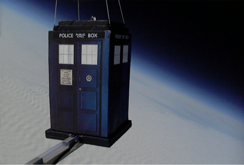 The TARDIS, as seen in Doctor Who, except slightly smaller on the inside