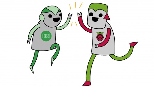 Code Club robot and Raspberry Pi robot: high five!