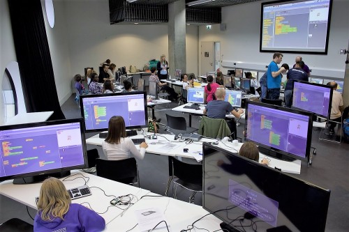 Children at a Scratch workshop with Raspberry Pi at MozFest 2015