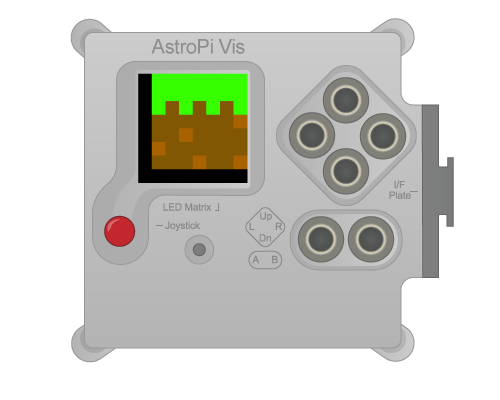 An Astro PI flight unit in its flight case, displaying the icon for Hannah's Astro Pi competition entry, "SpaceCRAFT".