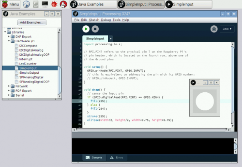Screenshot of Processing development environment
